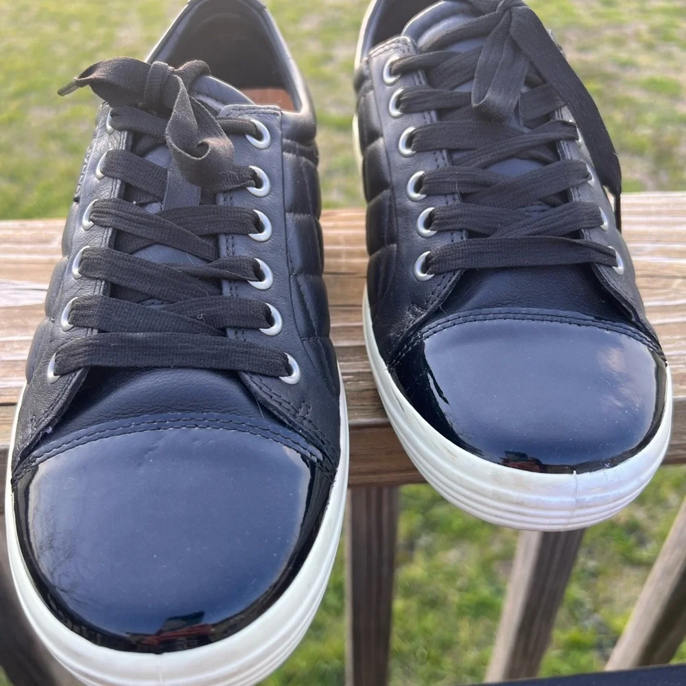 ECCO Soft 7 Quilted Leather & Patent Cap Toe Sneakers - EU 40 / US 9-9.5